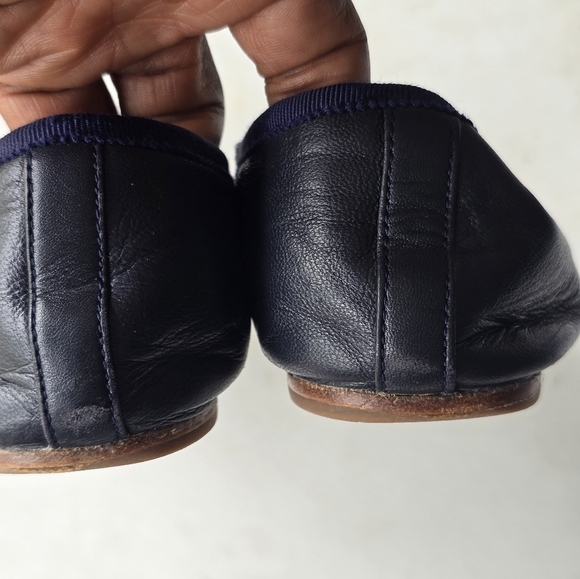 Tory Burch Chelsea Ballet Flats 8M Blue Women Bow Medallion Logo - Picture 12 of 14